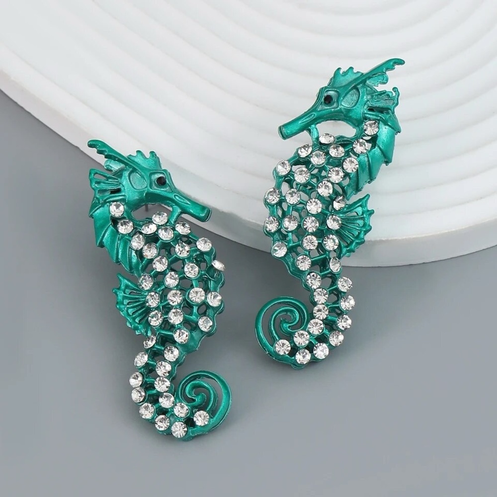 Statement seahorse earrings